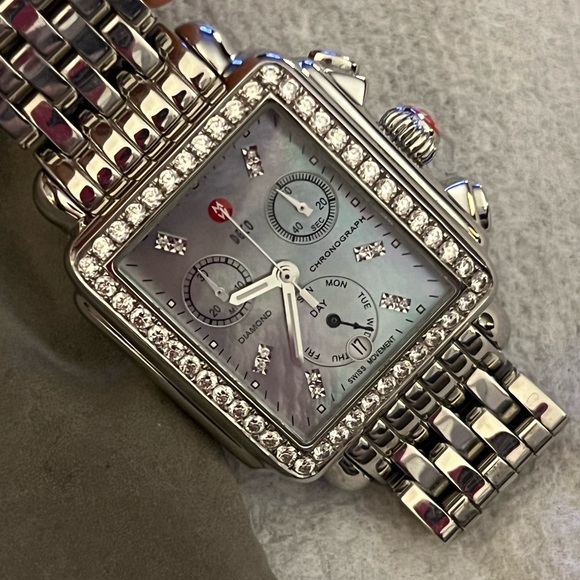 MICHELE Womens Deco wristwatch. 2kts Diamonds - Picture 5 of 10